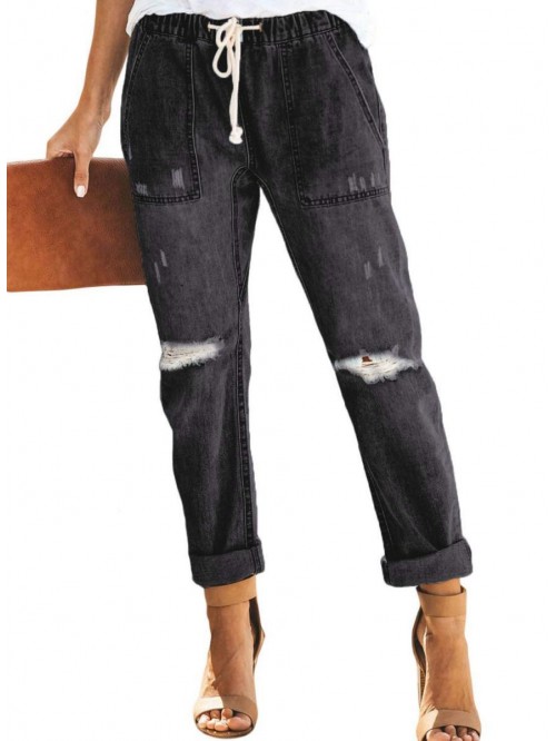 Women’s Casual Pull-on Distressed Stretch Jeans ...