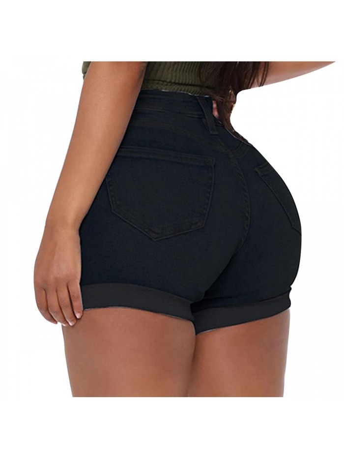 Skinny Sexy Hip Lift Hot Pant, Shorts Jeans with Pockets Women's Sexy Hip Lift Button Casual Party 