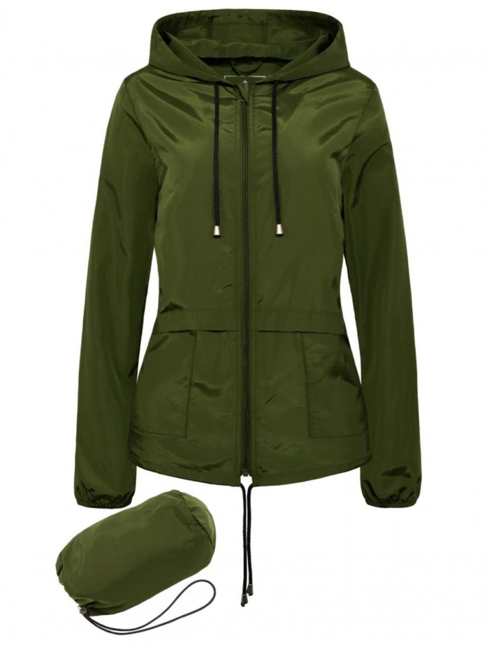 GEMYSE Women's Waterproof Rain Jacket Lightweight Raincoat Packable Hooded Outdoor Windbreaker