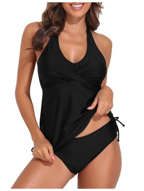 Women's Ruched Two Piece Bathing Suits Tummy Contr...