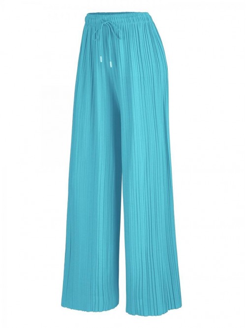 Made By Johnny Women's Pleated Wide Leg Palazzo Pa...