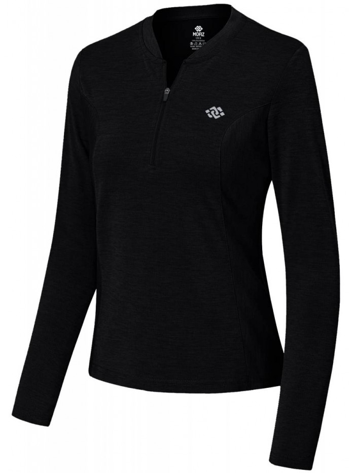 Women Golf Polo Shirt 1/4 Zip Pullover Tennis Sports Long Sleeve Shirt 