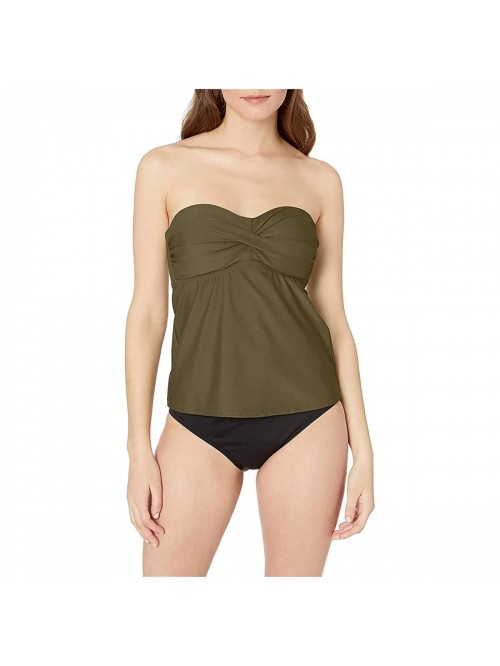 Ruched Bathing Suit Top Tummy Control Bandeau Tank...