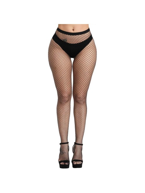 Lace Patterned Fishnet Stockings Thigh High Pantyh...