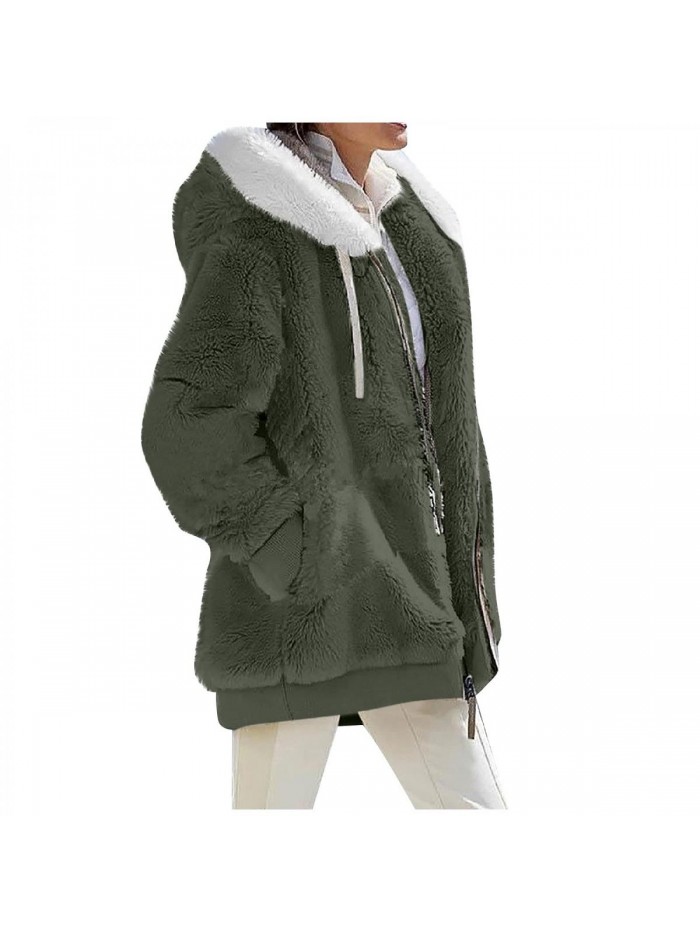 Winter Jackets For Women,Womens Winter Long Sleeve Pockets Coat,Womens Winter Thicken Puffer Fluffy Coat 