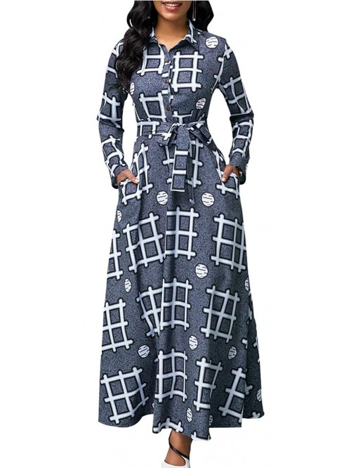 MsavigVice Maxi Dresses for Women Button Down with...