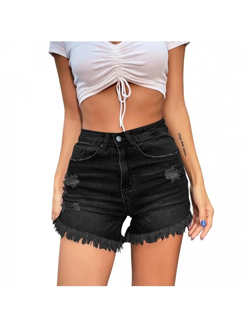 Denim Hot Shorts for Women High Stretch Mid Rise S...