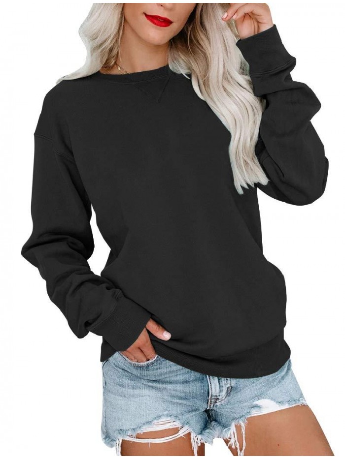 Womens Casual Long Sleeve Sweatshirt Crew Neck Cute Pullover Relaxed Fit Tops 