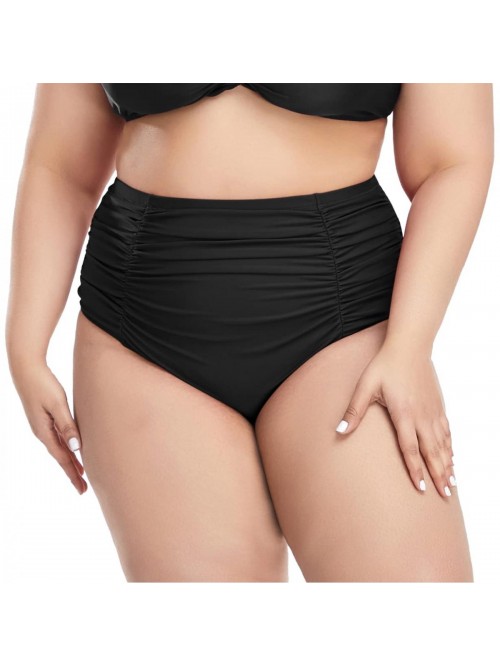 Women's Plus Size High Waisted Swim Bottoms Ruched...