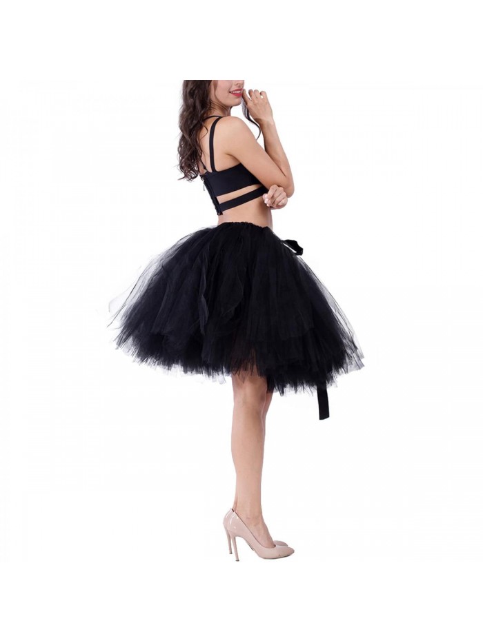 Mesh Tulle Tutu Skirt High Waist Solid Color Tie-up Adjustable Ballet Bubble Skirt Party Club Wedding 