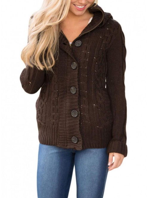 Women's Long Sleeve Button-up Hooded Cardigans But...