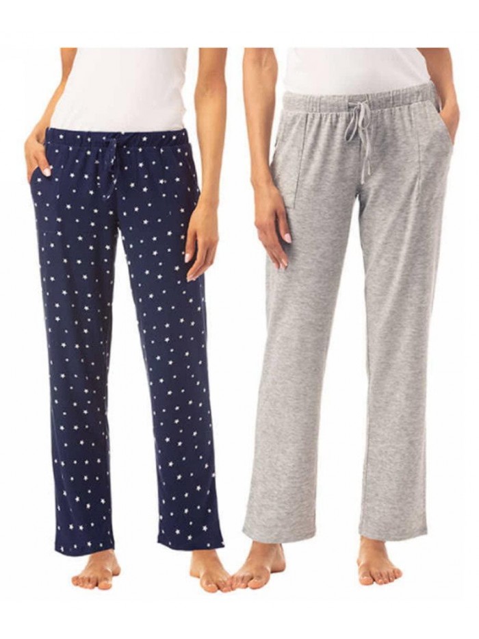 Brand Women's 2 Pack Straight Leg Lounge Pant with Drawstrings and Pockets 