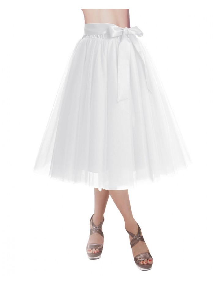 Knee Length Tulle Skirt Tutu Skirt Evening Party Gown Prom Formal Skirts 