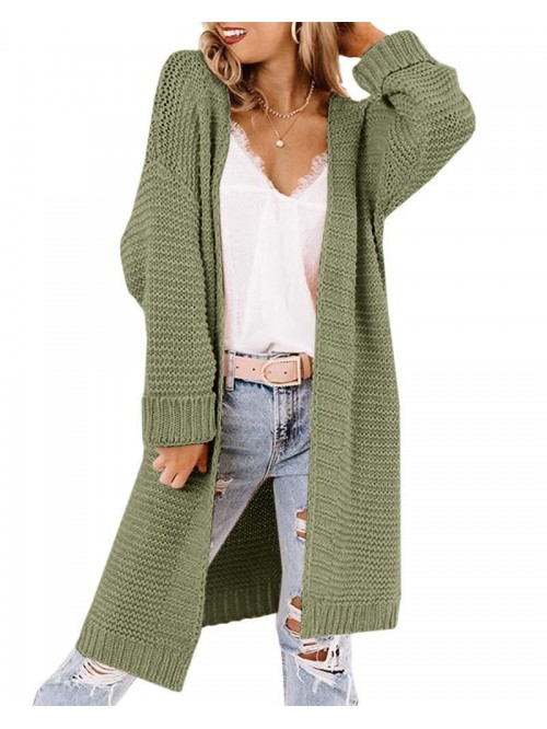 Womens Plus Size Open Front Chunky Knit Long Cardi...