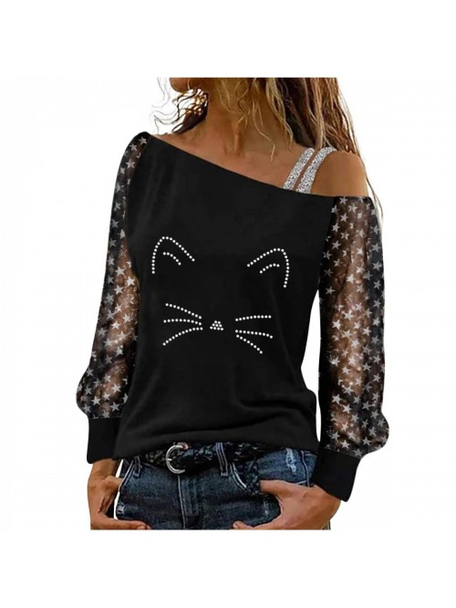 Tops for Women Sexy Long Sleeve Bling Tops Cold Sh...