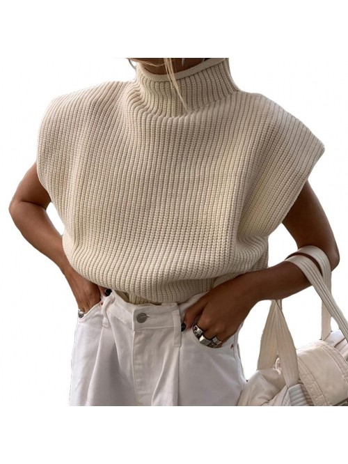 Women's Turtlenecks Knit Sleeveless Sweaters Vest ...