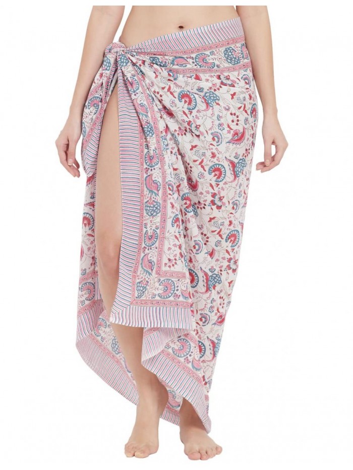 Swimsuit Beach Sarong Cover Ups for Swimwear Women-Hand Print Wrap Skirt 