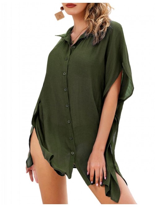 Swimsuit Cover Up for Women Button Down Beach Cove...