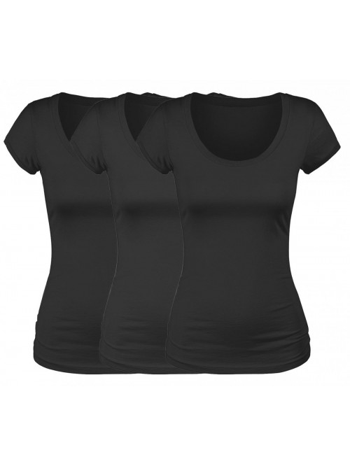 Women's Short Sleeve Tshirt Scoop Neck Tee Value P...