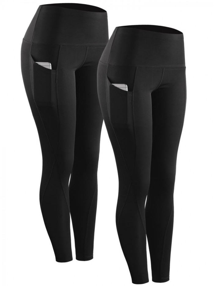 High Waist Running Workout Leggings for Yoga with Pockets 