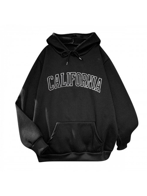 California Letter Print Hooded Sweatshirt Hoodies ...