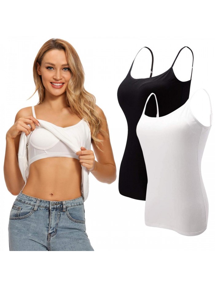 Womens Camisoles Tops with Built in Padded Bra Basic Breathable Tank Top 