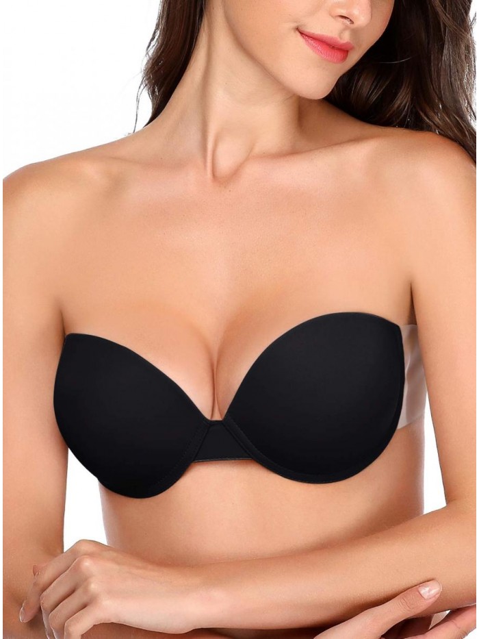 Women's Strapless Backless Bra Self Adhesive Reusable Sticky Push Up Bra Invisible Non-Slip 
