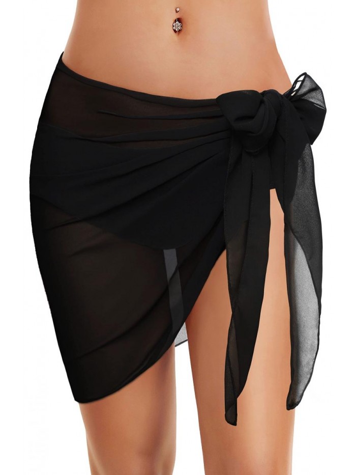 Swimsuit Coverups for Women Sarong Beach Bikini Wrap Sheer Short Skirt Chiffon Scarf for Swimwear