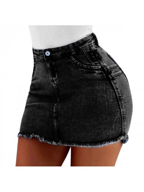 Women's Mini Jean Skirts Fashion Washed Summer Sho...