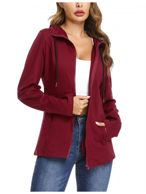 Women's Long Sleeve Full-Zip Hoodie Jacket Cotton ...