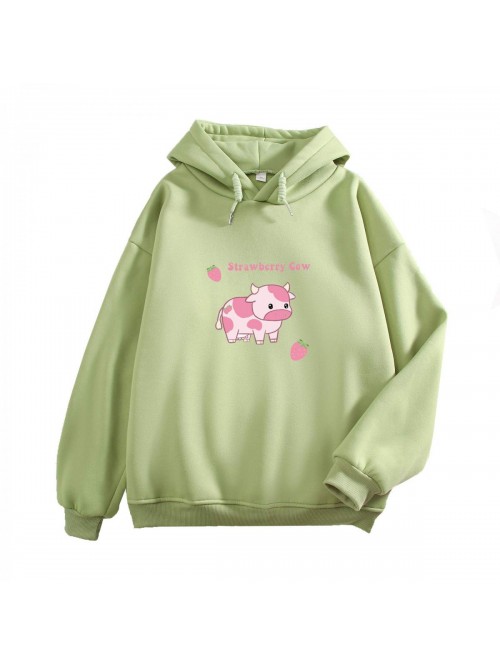 Sweatshirts for Women Cute Strawberry Cow Print Ho...
