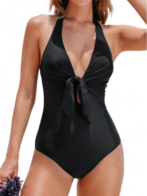 Women Cut Out Halter One Piece Swimsuit Sexy Backl...