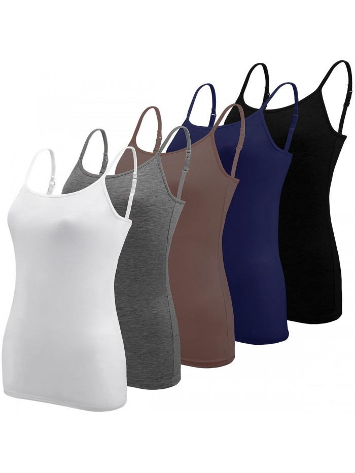 5 Pcs Basic Camisole Spaghetti Strap Camisole Tank Tops for Women and Girl 