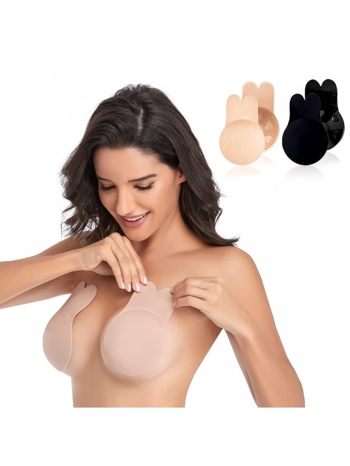 Pairs Lift Up Adhesive Bra,Sticky Bra Backless Strapless Bra Reusable Invisible Bra Nipple Covers for Women 