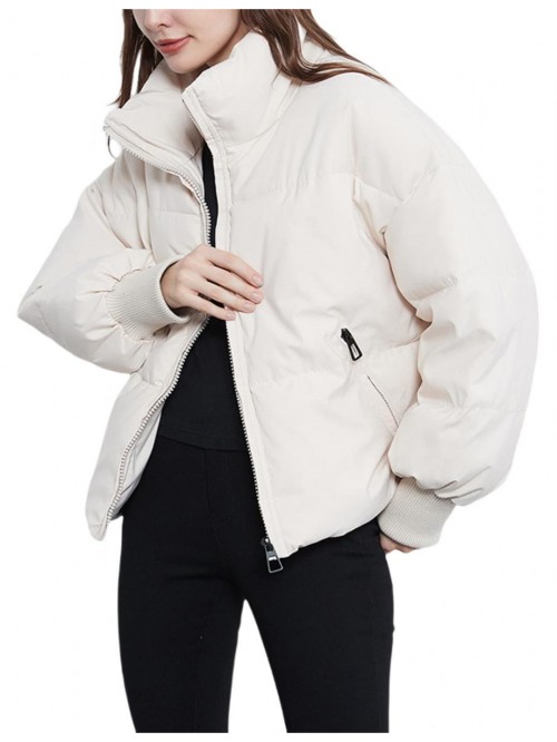 LianLive Womens Cropped Puffer Jacket Oversized Bl...