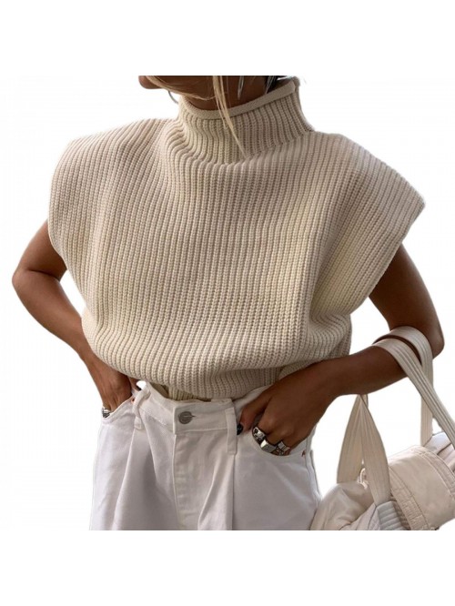 NUFIWI Women’s Knit Sweater Vest Turtleneck Slee...