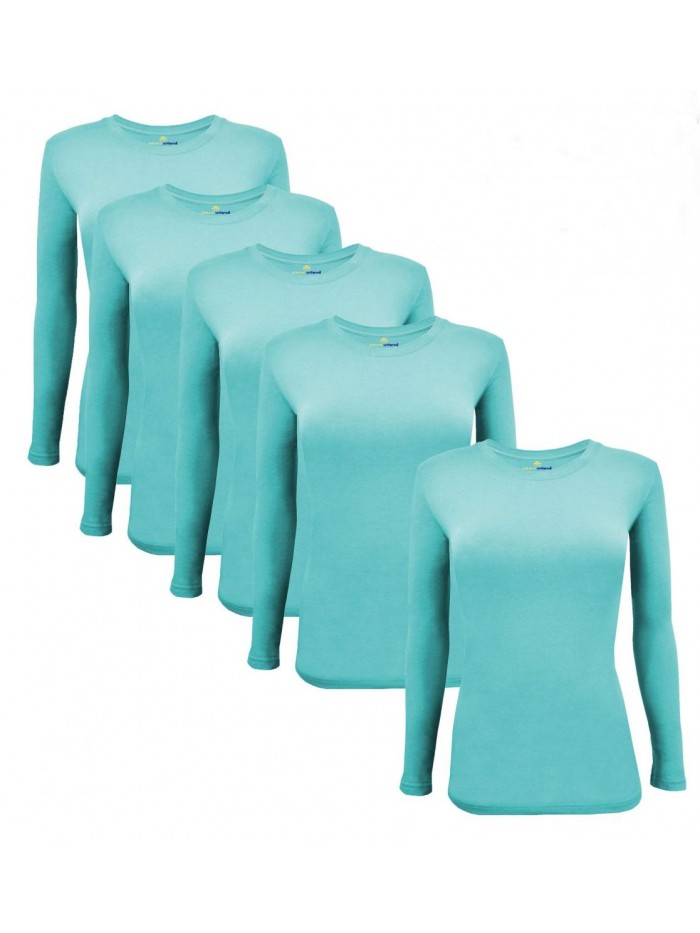 Uniforms Women's Long Sleeve Under Scrub Stretch T-Shirt Scrub Top - Multi Pack of 5 