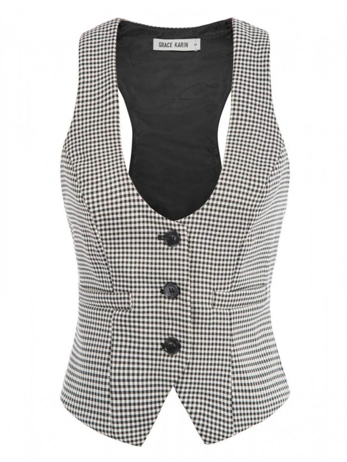 KARIN Womens Waistcoat Vest Vintage Steampunk Dress Racerback Jacquard Jacket 