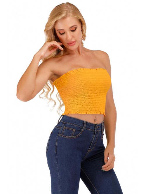 Strapless Pleated Sexy Tube Crop Tops 