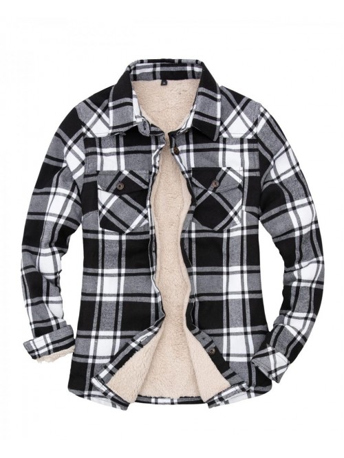 ThCreasa Womens Sherpa Lined Flannel Jacket with H...