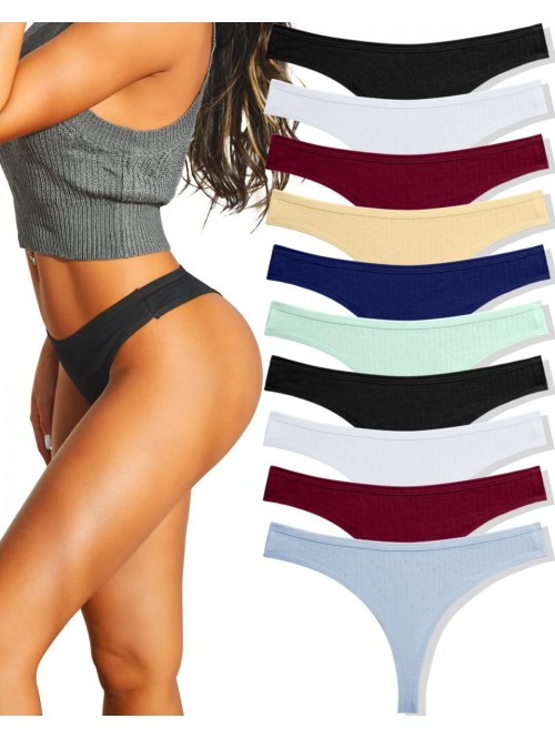 10 pack Cotton Thongs for Women Breathable Low Ris...