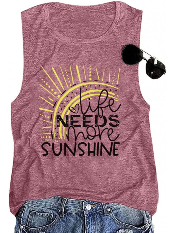 Tanks Tops Women Sunrise Graphic T Shirt Summer Beach Vacation Sleeveless Tees Top 