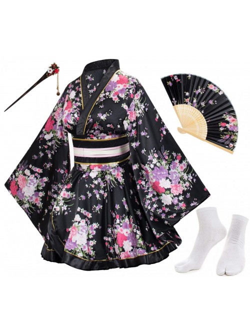 Japanese Anime Women's Dance Kimono Robe Fancy Dre...