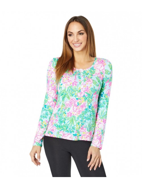 Lilly Pulitzer womens Pj Knit Long Sleeve Henley T...
