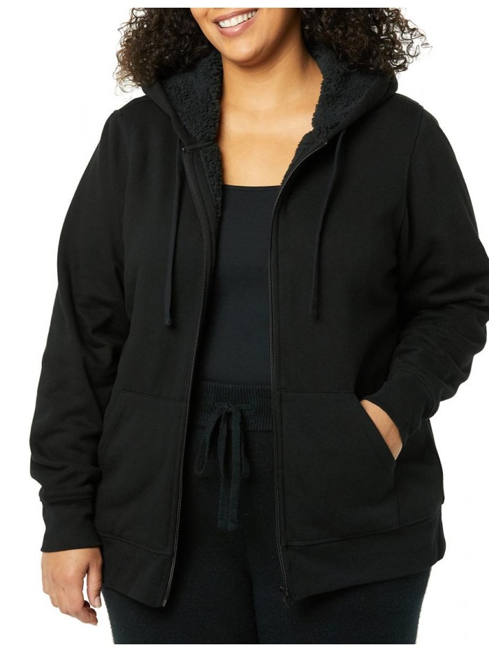 Women's Plus Size Fleece Sherpa-Lined Full-Zip Hoodie  