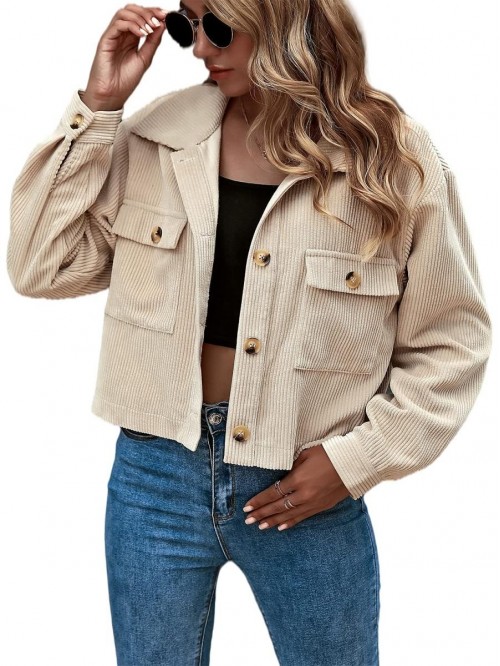 Eteviolet Women's Casual Cropped Corduroy Jackets ...