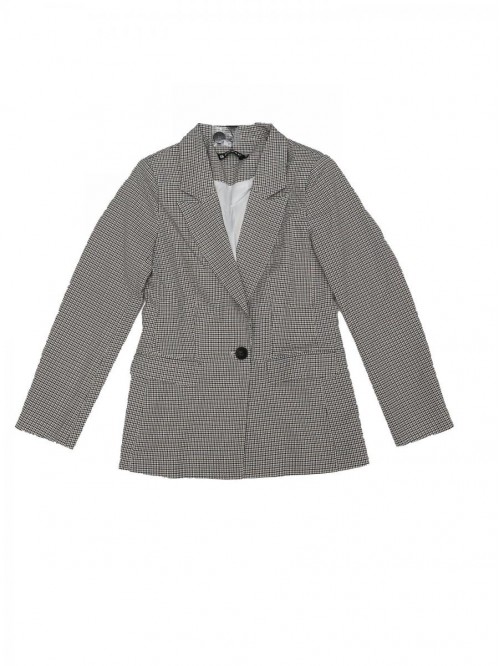 K Women's Plaid Notched Lapel One Button Houndstoo...