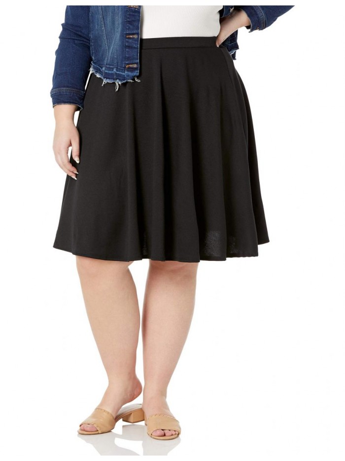 Vixen Women's Plus-Size Knee Length Full Skater Skirt 