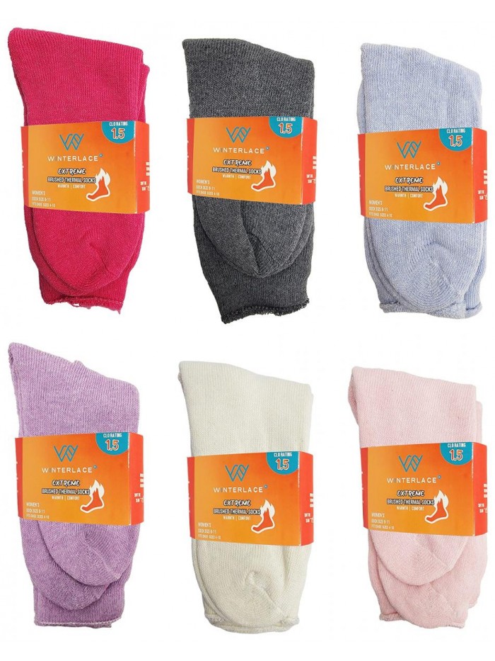 Pairs Thick Thermal Socks, Plus Size Womens Brushed Interior Warm Winter Cushioned Crew 