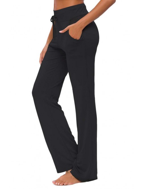 Yoga Pants with Pockets Straight-Leg Loose Comfy M...